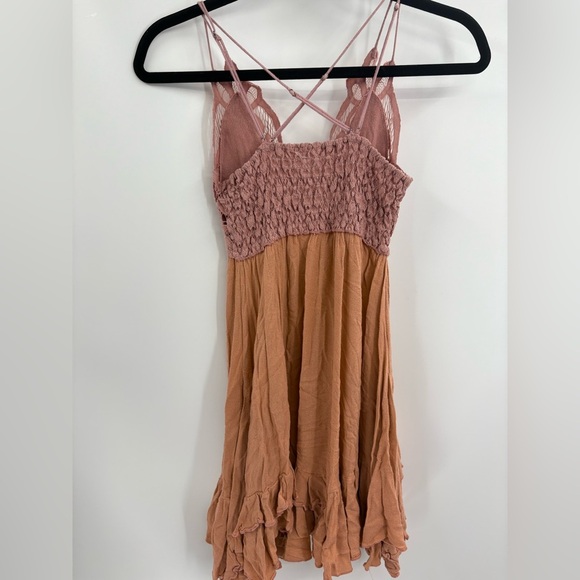 Free People one Adella Frilled boho bohemian Chemise Dress mini size xs - Picture 6 of 14